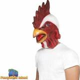 Djur - Vit Masker Smiffys 44569 Unisex kycklingansiktsmask, helhuvud, latex, en storlek, vit och röd, 44596