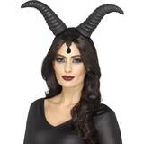 Svart - Vampyrer Tillbehör Smiffys Demonic Queen Horns, on Headband