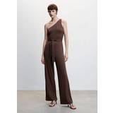 Mango Jumpsuits & Overaller Mango Women's Bow Detail Asymmetrical Jumpsuit Brown Brown