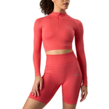 ICANIWILL Define Cropped 1/4 zip - Light red