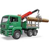 Leksaksfordon timmerbil leksaker Bruder Man Timber Truck W/Loading Crane & 3 Trunks