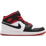 Air jordan 1 mid Skor Nike Air Jordan 1 Mid GS - White/Black/Gym Red