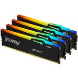 128 GB - Belysning - DDR5 RAM minnen Kingston Fury Beast RGB Black DDR5 5600MHz 4x32GB ECC (KF556C40BBAK4-128)