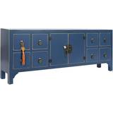 Guld Bänkar Dkd Home Decor furniture Blue Golden Fir MDF TV Bench