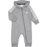 1-3M Jumpsuits adidas Infant Essentials 3-Stripes French Terry Bodysuit - Medium Grey Heather/White