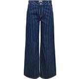 Only Vela High Waist Stripe Ex Wide Denim Trouser - Dark Blue Denim
