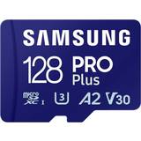 Samsung 128 GB - Class 10 Minneskort Samsung Pro Plus microSDXC Class 10 UHS-I U3 V30 A2 180/130MB/s 128GB +SD Adapter