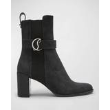 Christian Louboutin Dam Kängor & Boots Christian Louboutin CL-Buckle Red Sole Leather Booties BLACK 11B