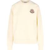 Moncler Bomull - Vita Kläder Moncler Womens White Logo-appliqué Cotton-blend Sweatshirt