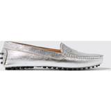 Silver Loafers Scarosso Ashley Silver Woman Driving Shoes Silver Calf Leather