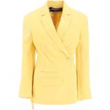 Gula Kavajer Jacquemus La Veste Tibau linen-blend blazer yellow