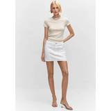 Mango Women's Seam Denim Miniskirt White White