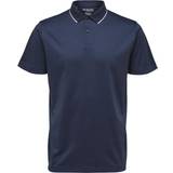 Selected Herr Pikétröjor Selected Short Sleeved Coolmax Polo Shirt - Navy Blazer