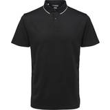 Selected Herr Pikétröjor Selected Short Sleeved Coolmax Polo Shirt - Black