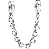 Smycken Pandora Linked Hearts Safety Chain - Silver