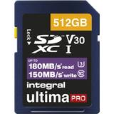 Integral 512 GB Minneskort Integral Ultima Pro SDXC Class 10 UHS-I U3 V30 180/130MB/s 512GB