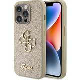 Apple iPhone 15 Pro - Guld Mobilskal Guess Fixed Glitter 4G Metal Logo Case for iPhone 15 Pro