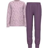 Elastan Pyjamasar Barnkläder Name It Girl's Printed Night Set - Dawn Pink