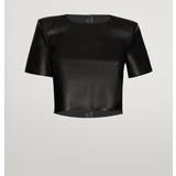 Wolford Dam Överdelar Wolford Faux leather cropped T-shirt black