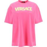 Versace Dam T-shirts Versace Pink Distressed T-Shirt 2PA50 Fuxia Yellow IT