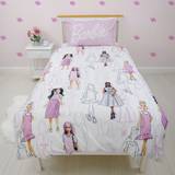 Barbie - Rosa Textilier Barbie Figures Silhouettes Single Duvet Cover Pillowcase Set