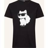 Karl Lagerfeld T-shirts & Linnen Karl Lagerfeld ikonik Choupette-t-shirt, Frau, Schwarz, Größe: