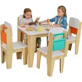 Kidkraft Bruna Möbelset Kidkraft Indoor Chair Sets Natural Natural & White Finish Pocket Storage Table Set