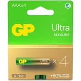 GP Batteries AAA (LR03) - Alkalisk - Engångsbatterier Batterier & Laddbart GP Batteries Ultra Alkaline Size AAA, 24AU/LR03, 1.5V, 4-pack