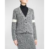 Moncler Cashmere - One Size Kläder Moncler Wool-Blend Button-Front Cardigan BLACK
