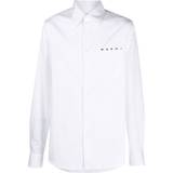 Marni Herr Överdelar Marni logo-print long-sleeve shirt men Cotton White