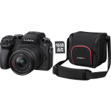 Digitalkameror Panasonic Lumix G70KA Startkit 16 MP, 4K-video, 7,5 cm 3 tum pekskärm, WiFi, NFC inklusive 16 GB SD-kort och väska