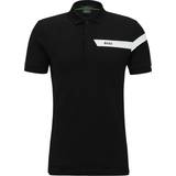 Hugo Boss Herr - Stretch Pikétröjor Hugo Boss Slim-fit Polo Shirt With Stripe And Logo - Black