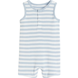 Randiga Playsuits Barnkläder H&M Bbay Ribbed Romper Suit - Light Blue/Striped