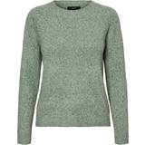 Dam - Polyester Överdelar Vero Moda Doffy O-Neck Long Sleeved Knitted Sweater - Green/Laurel Wreath