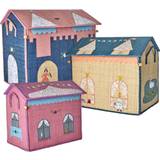 Multifärgade Förvaringskorgar Barnrum Rice Castle Theme Raffia Curved House for Storage 3-pack