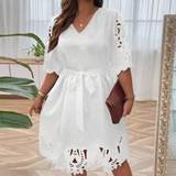 Shein Plus Laser Cut Out Belted Dress