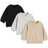 Multifärgade Sweatshirts Barnkläder H&M Baby Cotton Sweatshirts 3-pack - Light Gray Melange/Black