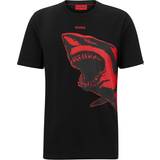 Hugo Boss Jersey Kläder HUGO BOSS Red Shark Print Cotton-jersey T-shirt - Black