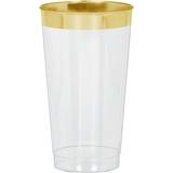 Amscan Glas Amscan Clear & Gold Trimmed Premium 32ct. Tumbler