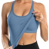 Vadderad T-shirts & Linnen Shein Solid Ribbed Knit Sports Tank Top - Dusty Blue