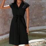 Shein Solid Belted Shirt Dress