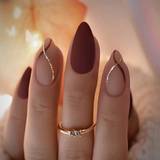 Lösnaglar Shein 24pcs New Autumn And Winter Almond Shaped Brown Nail Patch Glitter 24-pack