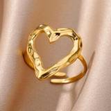Shein 1pc Fashionable Stainless Steel Heart Decor Cuff Ring For Women For Daily Decoration