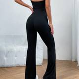 Shein Solid Flare Leg Cami Jumpsuit