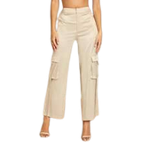 Shein Women's Flap Pocket Side Cargo Pants - Apricot