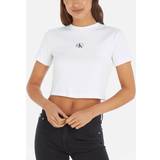 Calvin Klein Dam - Elastan/Lycra/Spandex T-shirts Calvin Klein Ribbed Jersey Badge T-shirt WHITE
