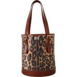 Dolce & Gabbana Toteväskor Dolce & Gabbana Brown Leopard Pattern Shopping Tote Hand Bucket Purse