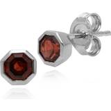 Granater Örhängen Gemondo Geometric Octagon Garnet Bezel Set Stud Earrings - Silver/Red