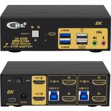 Nördic KVM 2x2 HDMI Switch Dual Monitor HDMI2.1 8K60Hz 4K144Hz 4:4:4 med 2xaudio och 4xUSB-A