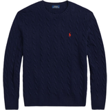 Parkasar - Ull Kläder Polo Ralph Lauren Cable Knit Wool Cashmere Crewneck Sweater - Hunter Navy